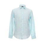 Italian Cut Linen Shirt + Contrast Details // Turquoise (L)