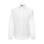 Italian Cut Linen Shirt + Contrast Details // White (XL)
