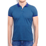 Polo Shirt + Geometric Alloverprint // Navy Blue (S)