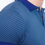 Polo Shirt + Geometric Alloverprint // Navy Blue (L)