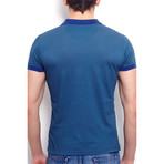 Polo Shirt + Geometric Alloverprint // Navy Blue (XL)