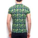 Polo Shirt + All Over Camouflage Print // Khaki (M)