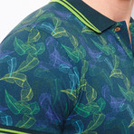 Polo Shirt + All Over Foliage Print // Petrol (L)