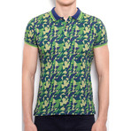 Polo Shirt + All Over Camouflage Print // Khaki (M)