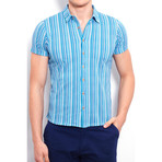 Shirt + Allover Linear Print // Navy Blue (M)