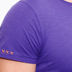 Piece-Dye T-Shirt + Handmade Embroidery // Purple (XL)