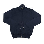 Giovanni Cashmere Zip Up Sweater // Navy (Euro: 54)