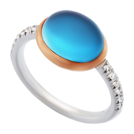 Mimi Milano 18k Two-Tone Gold London Blue Topaz + Diamond Ring // Ring Size: 6.25