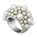 Mimi Milano 18k White Gold White Cultured Pearl Ring // Ring Size: 7.25