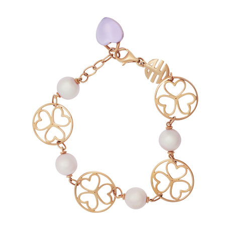Mimi Milano 18k Rose Gold Violet Freshwater Pearls+ Amethyst Bracelet