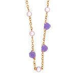 Mimi Milano 18k Rose Gold Lavender Jade + Violet Freshwater Pearls Necklace
