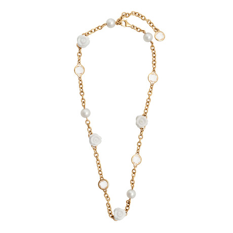 Mimi Milano 18k Rose Gold White Agate Rock Crystal + White Freshwater Pearls