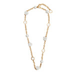Mimi Milano 18k Rose Gold White Agate Rock Crystal + White Freshwater Pearls