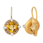 Mimi Milano 18k Two-Tone Gold Diamond + Citrine Earrings