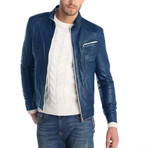 Haight Leather Jacket // Navy (2XL)