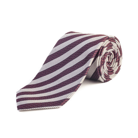 Silk Textured Striped Tie // Purple