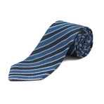 Silk Textured Striped Tie // Navy Blue