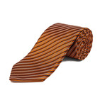 Silk Textured Striped Tie // Orange + Brown