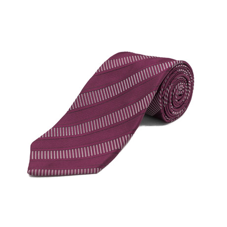 Silk Textured Striped Tie II // Purple