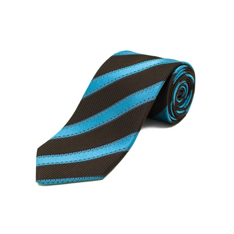 Silk Textured Striped Tie // Blue + Black