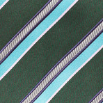Silk Patterned Striped Tie // Blue + Green