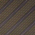 Ermenegildo Zegna // Silk Textured Striped Tie // Brown + Yellow