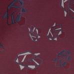 Silk Geometric Pattern Tie // Red