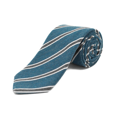 Silk Textured Striped Tie // Teal Blue