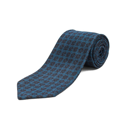Silk Floral Patterned Tie // Blue