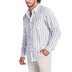Casual Resort Striped Long-Sleeve Shirt // Blue + White (L)