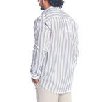 Casual Resort Striped Long-Sleeve Shirt // Blue + White (S)