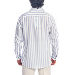 Casual Resort Striped Long-Sleeve Shirt // Blue + White (XL)