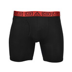 SHEATH V Men's 8 Sports Performance Boxer Brief // Red + Black (XL)