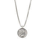 Sterling Greek Skull Necklace // Silver