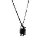 Sterling Onyx Stone Necklace // Silver