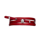 Adjustable Leather Strap Bracelet // Red