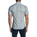 Woven Short Sleeve Button-Up Shirt // White Print (L)