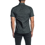 Woven Short Sleeve Button-Up Shirt // Black Print (L)