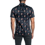 Woven Short Sleeve Button-Up Shirt // Black Astro (XL)