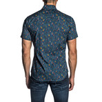 Woven Short Sleeve Button-Up Shirt // Navy Multi Print (XL)