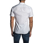 Micro Paisley Short Sleeve Button-Up Shirt // White (S)