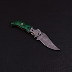 Handmade Damascus Liner Lock Folding Knife // 2786