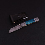 Handmade Damascus Liner Lock Folding Knife // 2787