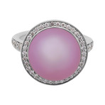 Mimi Milano 18k White Gold Diamond + Violet Cultured Pearl Ring // Ring Size: 7.25