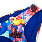 Swim Squared Panthere Reversible Swim Briefs // Blue + Multicolor (S)