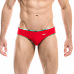 Swim Squared Amazonia Reversible Swim Briefs // Red + Multicolor (XL)
