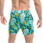 Badehose Giungla Swim Shorts // Green + Multicolor (M)