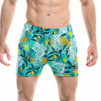 Badehose Giungla Swim Shorts // Green + Multicolor (M)