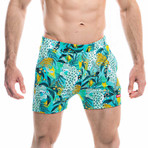 Badehose Giungla Swim Shorts // Green + Multicolor (XL)
