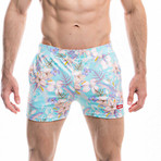 Badehose Lucertola Swim Shorts // Light Blue + Multicolor (XL)